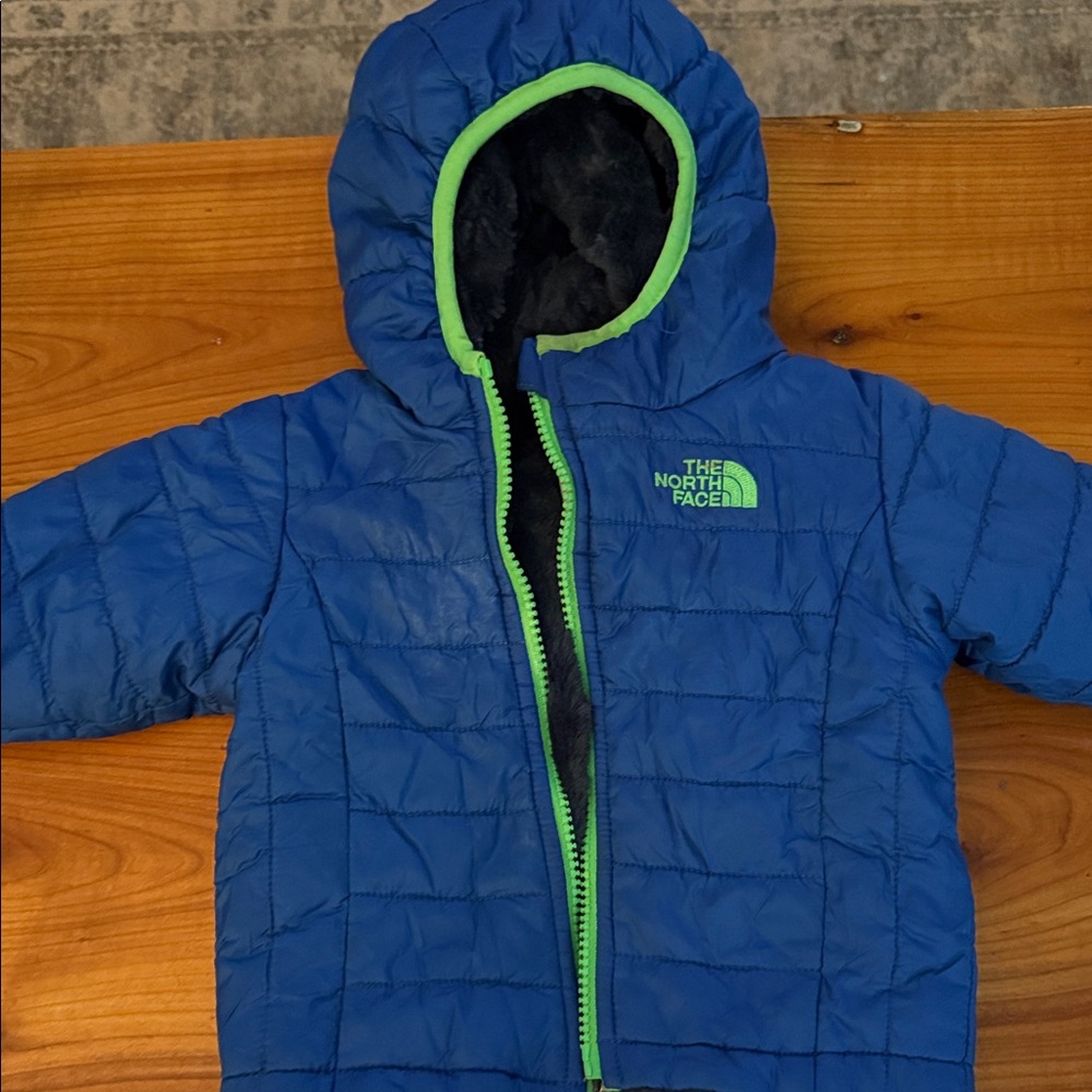 The North Face Blue Jacket with Neon Green Trim